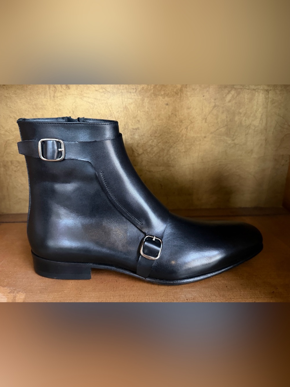 Handmade Turkish Double Monk Leather Boot – Black Artisan Dress Boot